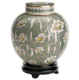 Cloisonne Pear Blossom Miniature Keepsake Cremation Urn 2.5 Cu In