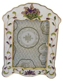 Cloisonne White Iris Matching Frame to Urn