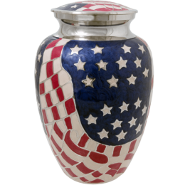 American Flag Brass Cremation Urn