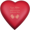 Baby Urn Brass Heart In Scarlet With Hands & Feet