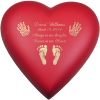 Baby Urn Brass Heart In Scarlet With Hands & Feet