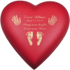 Baby Urn Brass Heart In Scarlet With Hands & Feet