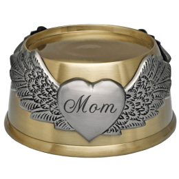 Engraved Memorial Plaque-Round Urn Base with Wings