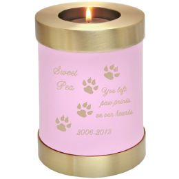 Pink Candle Holder Cat Urn