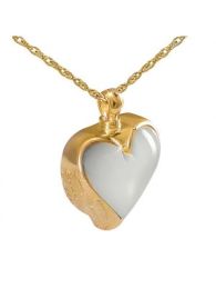 Angel Wings Mother of Pearl Gold Pendant  Urn