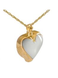 Angel Wings Mother of Pearl Gold Pendant  Urn