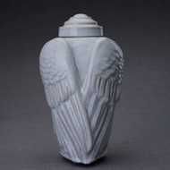 Angel Wings Sculpture Ceramic Cremation Urn Grey Melange