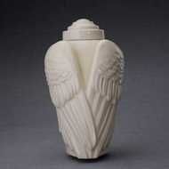 Angel Wings Sculpture Ceramic Cremation Urn Transparent