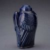 Angel Wings Sculpture Ceramic Cremation Urn in Cobalt Blue Adult