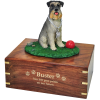 Pet Cremation Rosewood Urn Schnauzer On Grass With Ball