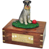 Pet Cremation Rosewood Urn Schnauzer On Grass With Ball