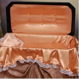 Deluxe Black Casket With Gold Interior Small 18 Inch.