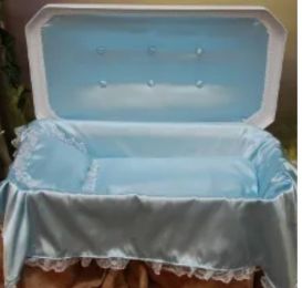 White Deluxe 24 Inch Pet Casket With Deluxe Blue Interior