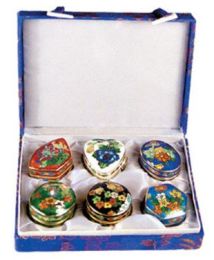 Assorted 6 Pieces Cloisonne Capsules Keepsake Urns 3 Cu In