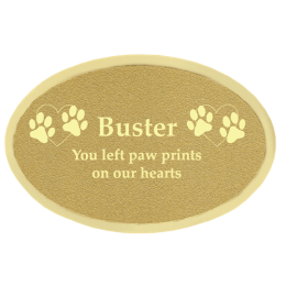 Engraved Pet Memorial Plaque- Small Brass Oval