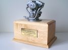 The Motorcycle Engine Urn (250 cu.in.) In 3 Wood Choices