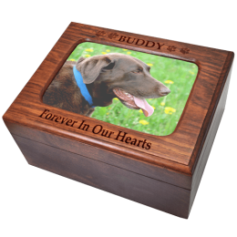 Memory Chest Wooden Box Dog Urn with Photo Window- Large