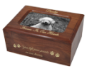 Pet Cremation Wood Memory Chest Wood Box Dog Urn w/Photo Window- Small