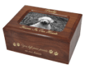 Pet Cremation Wood Memory Chest Wood Box Dog Urn w/Photo Window- Small