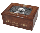 Pet Cremation Wood Memory Chest Wood Box Dog Urn w/Photo Window- Small