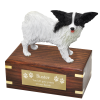 Pet Cremation Rosewood Urn Papillon, Black & White & Brown & White 2 Dogs