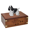 Dog Cremation Wood Urn Cocker Spaniel Black & White  4 Sizes