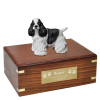Dog Cremation Wood Urn Cocker Spaniel Black & White  4 Sizes
