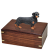 Dog Cremation Wood Urn with Dachshund Black  4 Sizes