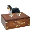 Dog Cremation Wood Urn Tricolor Collie  4 Sizes