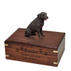 Dog Wood Cremation Urn Chocolate Retriever  4 Sizes