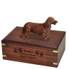 Dog Cremation Wood Urn Dachshund Red Longhair 4 Sizes