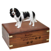 Dog Cremation Wood Urn Cavalier King Charles Spaniel Black & White  4 Sizes