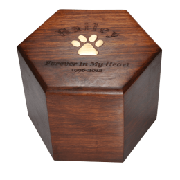 Paw Print Hexagon Wood Pet Urn 50 Cu. In.