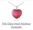 White Glass Heart Necklace Keepsake Multi Colors