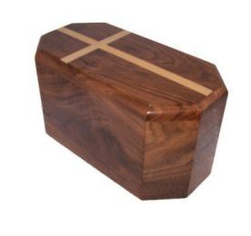 Walnut Companion Urn With Cross Inlay