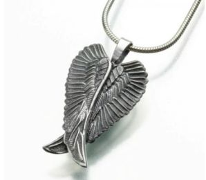 Sterling Silver Angel Wings Memorial Jewelry Pendant  Cremation Urn