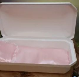 Standard Medium 24 Inch White Pet Casket With Pink Interior