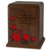 Premium Walnut Wood With Inlay Flowers  Cremation Urn  210 Cu. In.