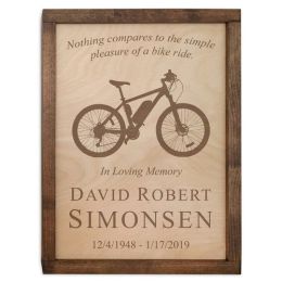 Bicycle Wall Mounted Wood Cremation Urn Plaque 237 Cu In