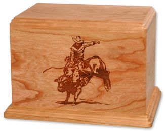 Laser Carved Bull Riding Redo Cremation Urn