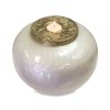 Brass Tealight Candle Cremation Urn White & Gold 210 Cu In