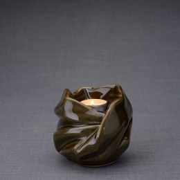Creamic Swirling Tealight Keepsake Candle Urn  29 Cu. In. Oiled Green