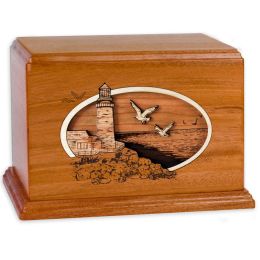 Companion Cremation urn Beach Wood Inlay Art Form 400 CU. In.