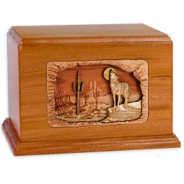 Companion Cremation Urn With Desert Coyote 3D Wood Inlay