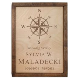 Compass Rose Wall Mounted Wood Cremation Urn Plaque 237 Cu In