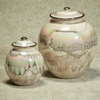 Desert Sand Ceramic Glaze Urn With 22 K Gold Trim 64 Cu. In