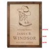 The Cowboy Boots Wall Mounted Wood Cremation Urn Plaque 237 Cu In