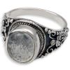 Exquisite Antique Round Cremation Ring w. Clear Glass Front