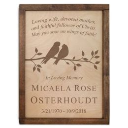 Cute Birds On Branch Wall Mounted Cremation Urn Plaque 237 Cu In