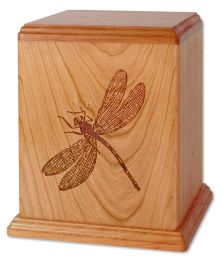 Dragonfly Laser Carved Wood Cremation Urns in 200 & 400 Cu. In.